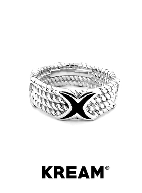 KREAM 钛钢黑/天蓝色滴油X极简戒指男嘻哈女潮流欧美情侣指环