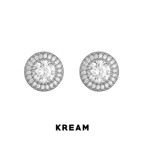 KREAM S925纯银 超闪群镶满钻锆石耳钉设计感小众男嘻哈女同款 - 图3