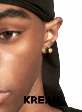 KREAM 满钻绿方钻个性耳钉男嘻哈女同款 earring