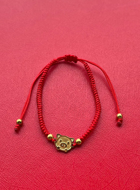 新款十二生肖配件钛钢保色红绳手链本命年好运情侣款久不掉色手绳