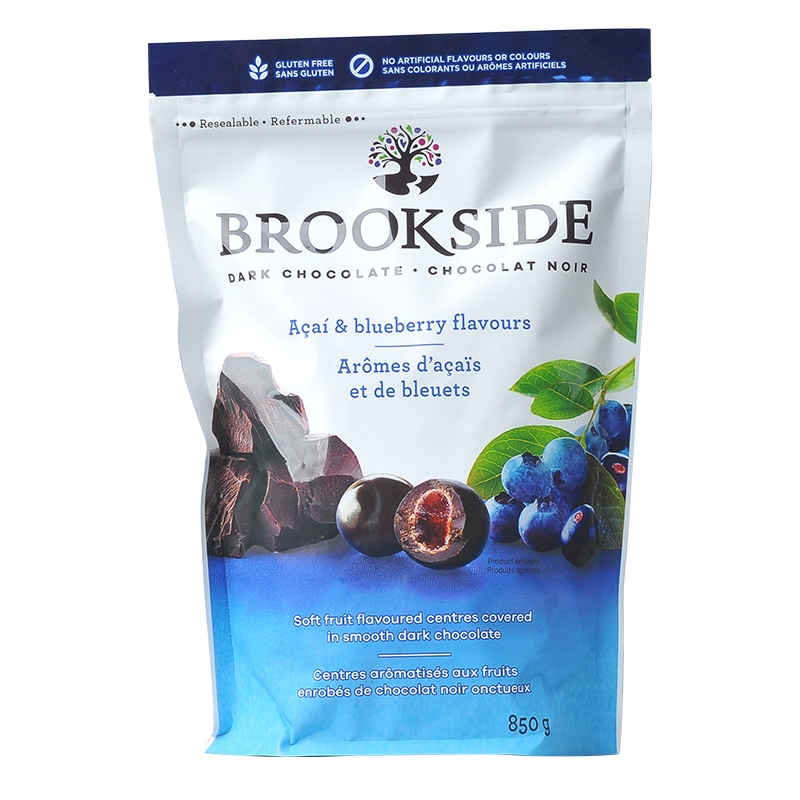 加拿大进口Brookside贝客诗水果蓝莓夹心黑巧克力豆零食850g袋装 - 图1