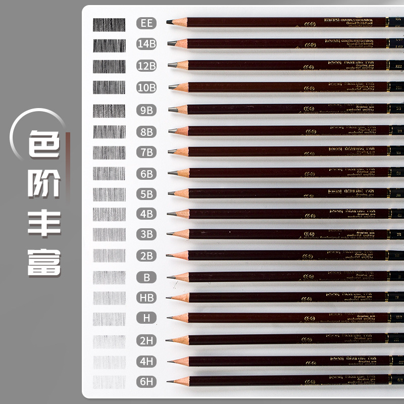 老人头素描铅笔美术生速写专业绘画笔2B6B8B14B初学者特浓软炭笔 - 图0