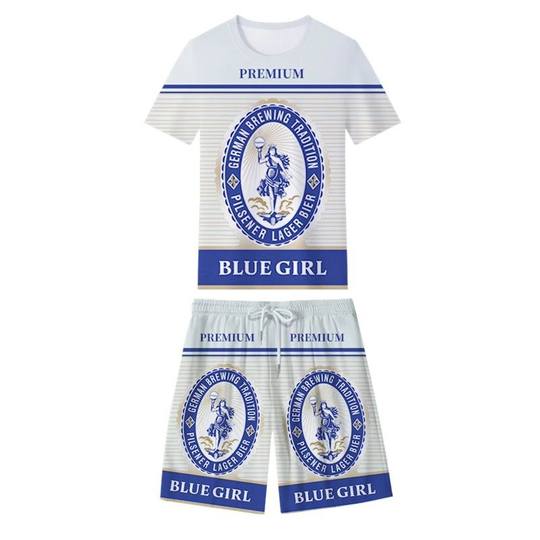 Qingdao blue girl suit bar creative interesting short-sleeved popular funny lotus short-sleeved Suyan T-shirt summer uniform
