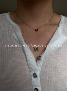 SCMEN镀18K金法式爱心锁骨链