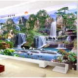 Mona Lisa Cross 2023 Новая пейзажная живопись в гостиной течет вода, простое и современное значительное восходящее солнце поднимается