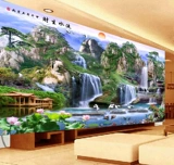 Mona Lisa Cross 2023 Новая пейзажная живопись в гостиной течет вода, простое и современное значительное восходящее солнце поднимается