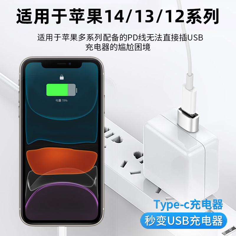 适用于苹果15充电转换头iphone15promax手机数据线15plus转接头typec转换器pd快充12充电宝14车载usb转接口13 - 图1