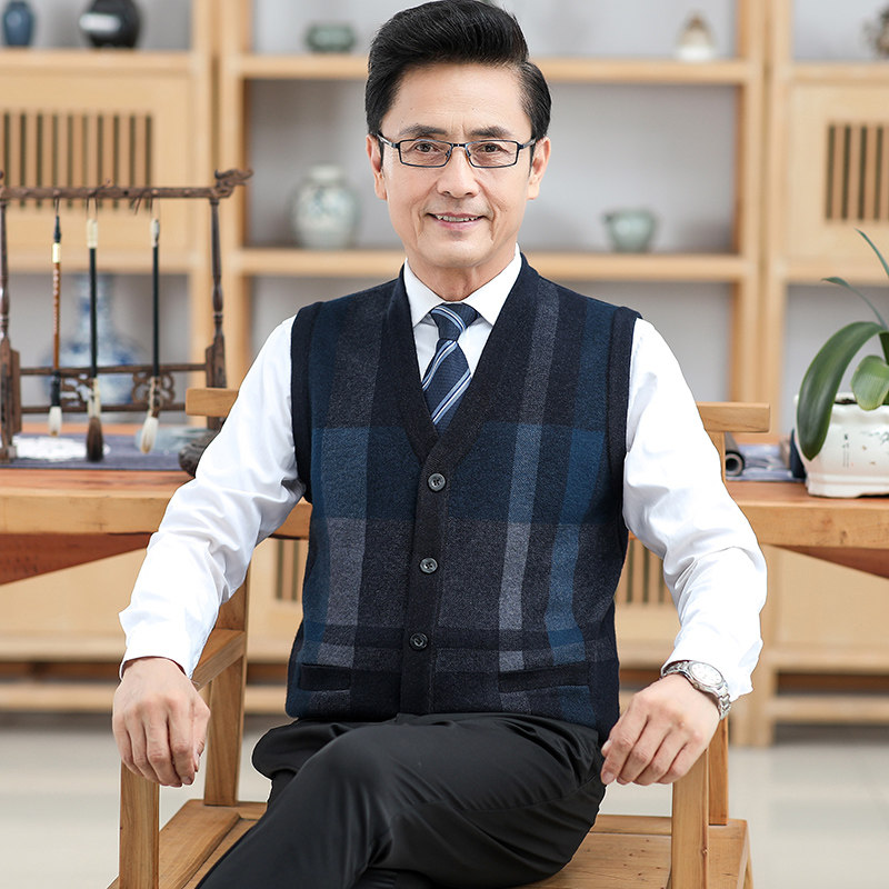 中老年马甲男春秋季爸爸秋装坎肩老年人爷爷加绒加厚保暖针织背心,淘宝优惠券,粉丝福利购,淘宝优惠卷