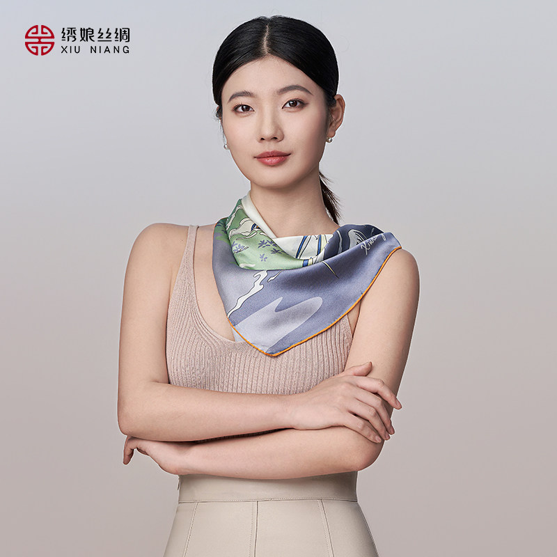 绣娘丝绸新款真丝丝巾100%桑蚕丝方巾披肩外搭高级送女友妈妈礼物 - 图0