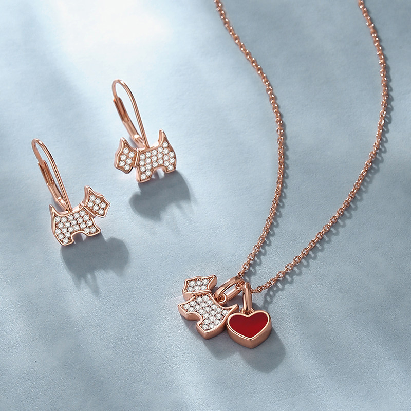 AGATHA/瑷嘉莎爱心小狗耳环纯银法式优雅小众耳饰轻奢圣诞礼物