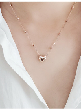 新款爱心项链钛钢镀18K金流苏可调节锁骨链短款时尚饰品女颈链