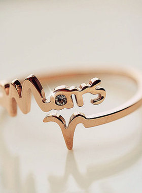 彩金饰品 十二星座戒指女 韩版时尚潮人玫瑰金开口食指钛钢指