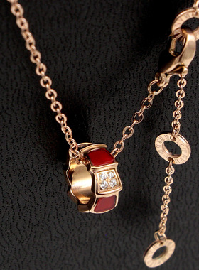 彩色贝壳项链  微镶钻菱形蛇节吊坠项链 奢华镶嵌锁骨链