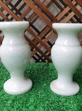 石花瓶一对墓前祭拜汉白玉石香炉烛台插花大理石海浪石石头狮子