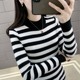 Shulianfei half turtleneck striped knitted bottoming shirt for women