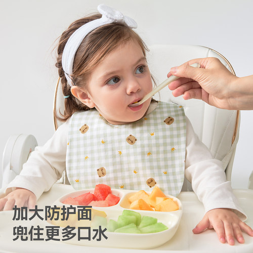 贝肽斯口水巾新生婴儿纯棉a类围嘴男女宝宝一岁围兜防水速干围脖 - 图3