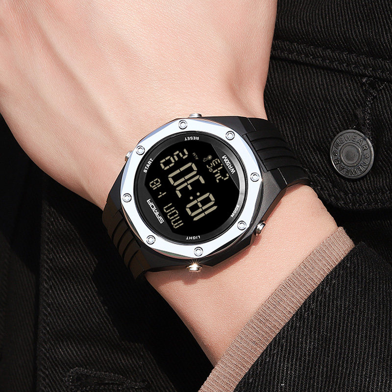 测体温男士环境温度多功能初电子表 三达手表国产腕表