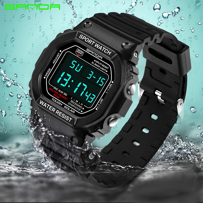 时尚潮流方形多功能数字式电子表 三达手表国产腕表