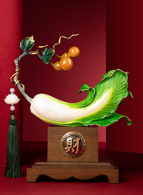 白菜铜摆件福禄百财高档轻奢