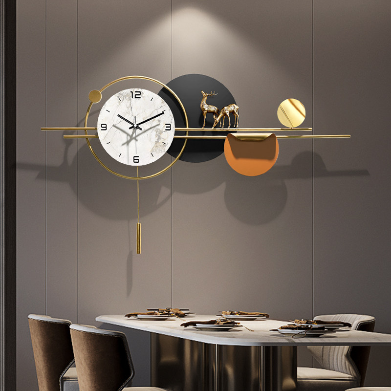 飞鸟集现代轻奢餐厅挂钟高级感钟表客厅2026新款挂表创意时钟挂墙,淘宝优惠券,粉丝福利购,淘宝优惠卷