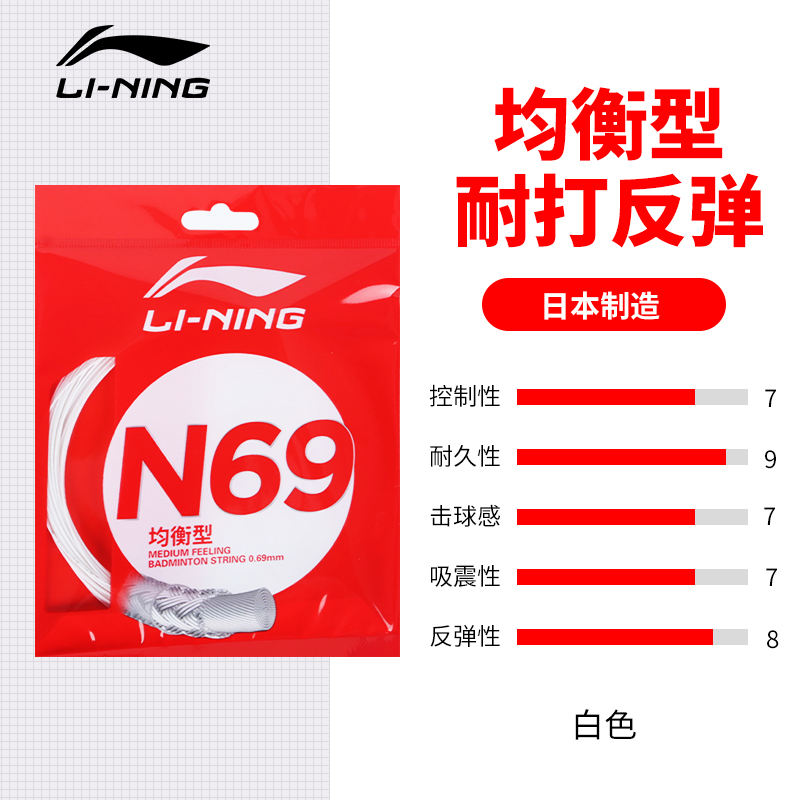 正品李宁羽毛球拍线N61耐打N70高弹性N65/N63/N68/N69羽毛球线N58 - 图2