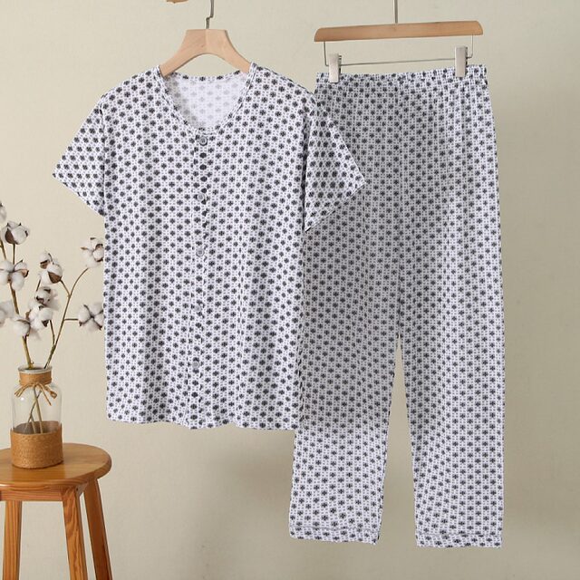 Summer men's pure cotton pajamas and pajamas, loose home clothes