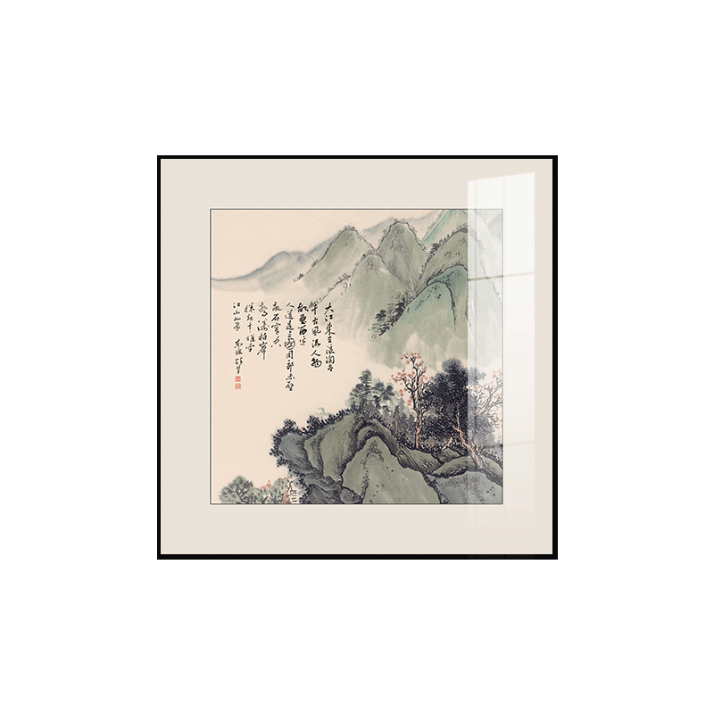 新中式山水玄关装饰画风景客厅挂画沙发背景墙画走廊过道入户壁画-图0