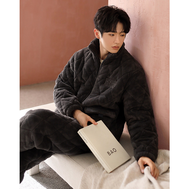 2025新款情侣睡衣冬季珊瑚绒三层加厚夹棉服套装休闲可外穿家居服,淘宝优惠券,粉丝福利购,淘宝优惠卷