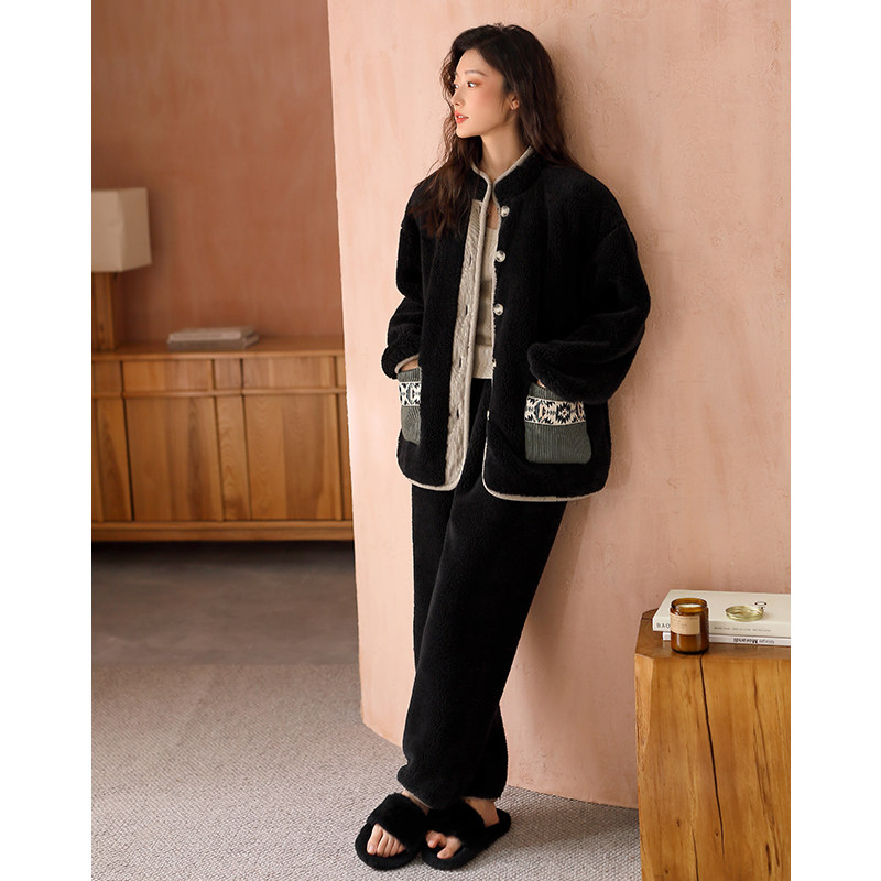 情侣睡衣2025新款秋冬季珊瑚绒黑色高级感冬天休闲保暖家居服男女,淘宝优惠券,粉丝福利购,淘宝优惠卷