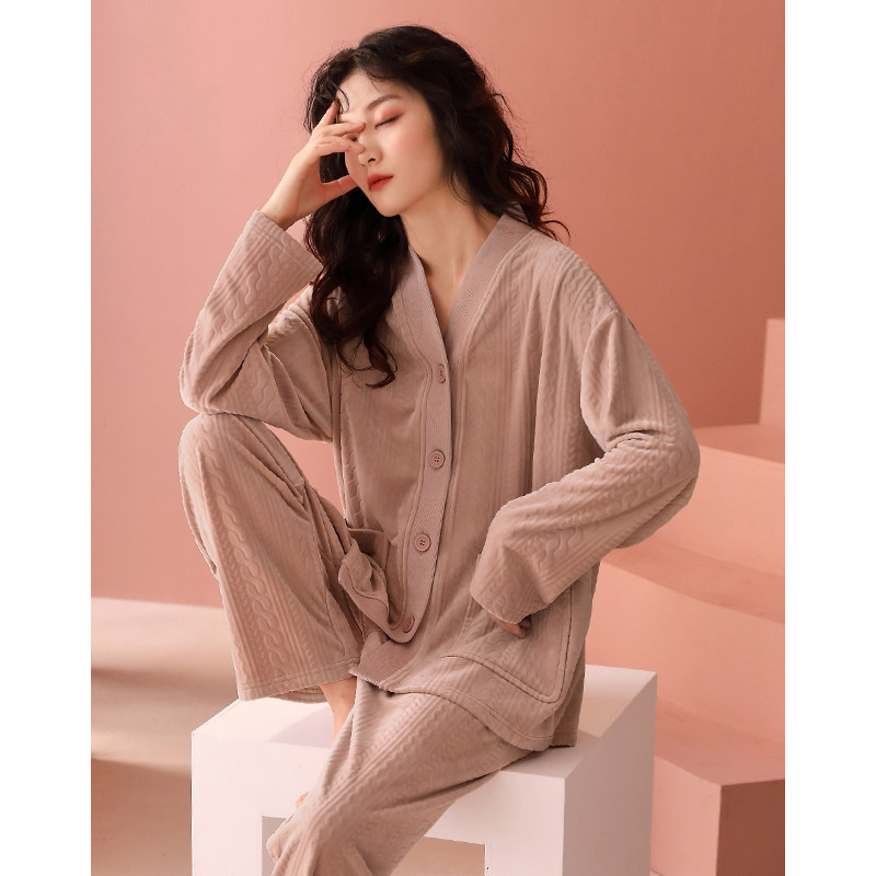 女士睡衣秋冬款冬季珊瑚绒薄绒大码开衫月子家居服春秋保暖海岛绒,淘宝优惠券,粉丝福利购,淘宝优惠卷