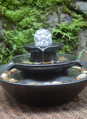 陶瓷喷泉欧式风桌面招财工艺品