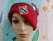 1011-55 tabasco Collision Color Weave Flower Embroidered Warm Knit Hat Autumn Winter Cold Cap-Single Top