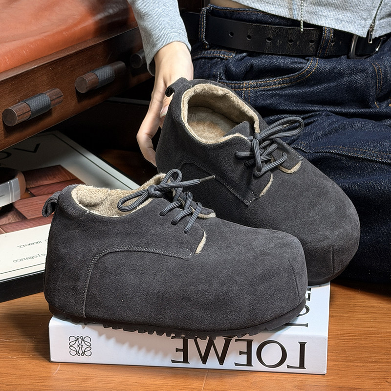 复古真皮大头面包鞋女厚底松糕丑萌勃肯鞋小个子内增高加绒乐福鞋,淘宝优惠券,粉丝福利购,淘宝优惠卷