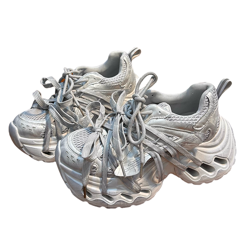 欧货真皮绑带做旧网面松糕厚底老爹鞋女百搭小个子增高休闲运动鞋,淘宝优惠券,粉丝福利购,淘宝优惠卷