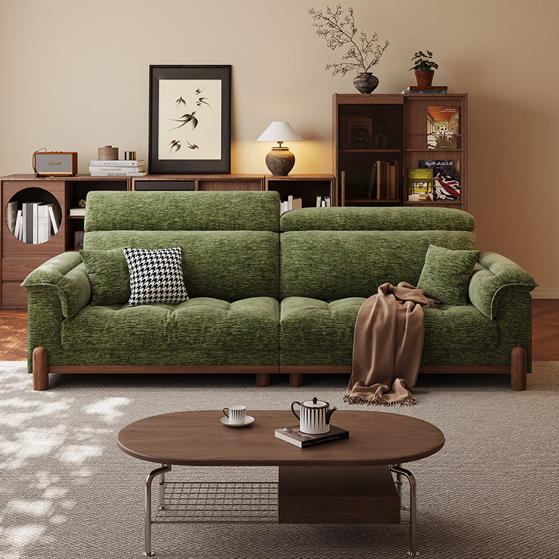 中古风布艺沙发客厅小户型2025新款复古绿色雪尼尔可拆洗皮布沙发,淘宝优惠券,粉丝福利购,淘宝优惠卷