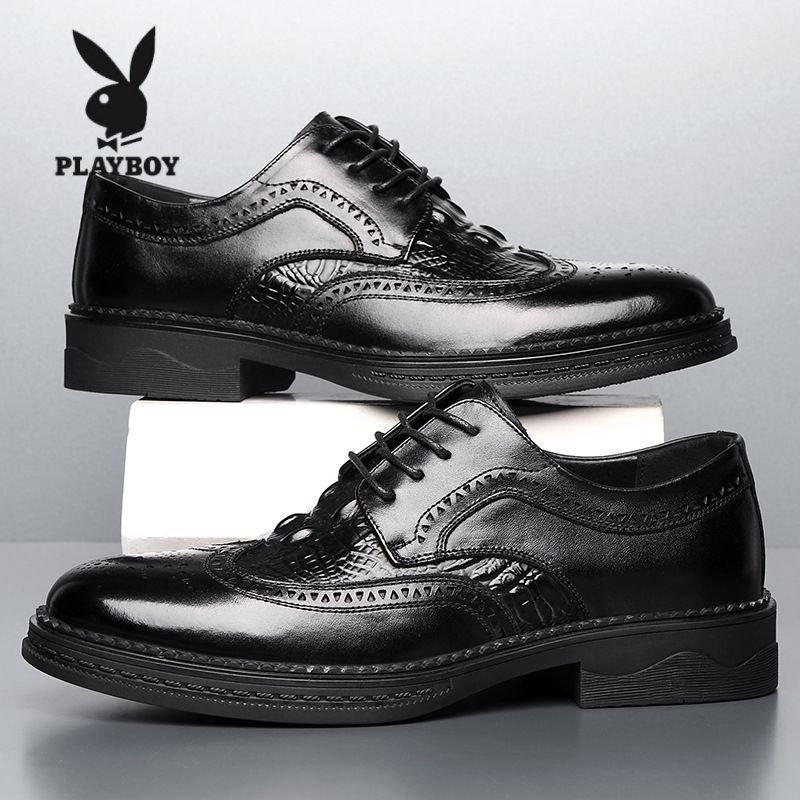 花花公子商务正装休闲皮鞋布洛克英伦真皮男鞋子新郎结婚鞋男,淘宝优惠券,粉丝福利购,淘宝优惠卷