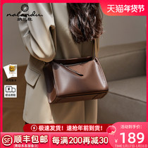 Narandu Bag Girls 2023 New Slanted Satchel Superior Ladies Pillow Bag Single Shoulder Commuter Bag Genuine Leather Women Bag