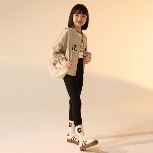 女童打底裤春秋薄绒儿童洋气新款纯棉女宝宝高腰秋冬抓绒外穿裤子 - 图2