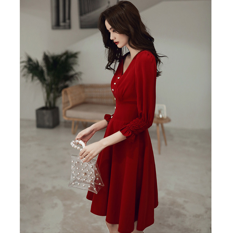 2021新款新娘秋季冬款结婚敬酒服 美伊派礼服/晚装