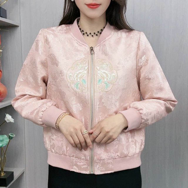 New Chinese style national style embroidered baseball jacket for small men
