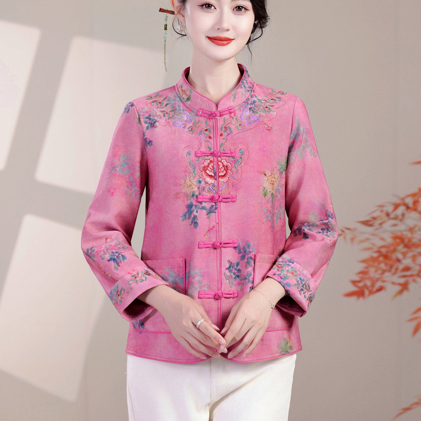 新中式国风复古提花刺绣短外套女2025秋新款宽松百搭加绒保暖上衣,淘宝优惠券,粉丝福利购,淘宝优惠卷