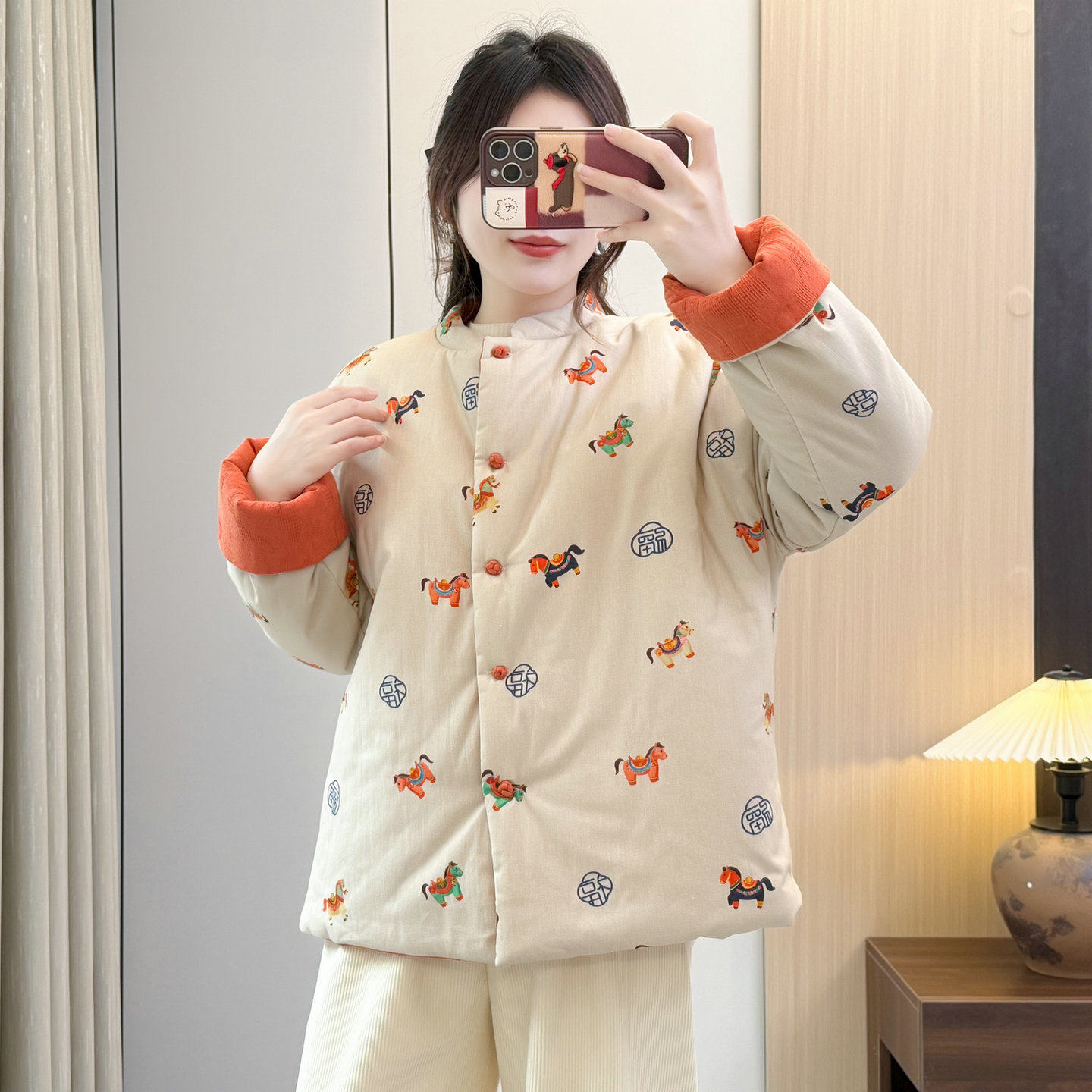 新中式国风印花双面穿棉服女2025冬季新款复古盘扣保暖棉衣棉外套,淘宝优惠券,粉丝福利购,淘宝优惠卷