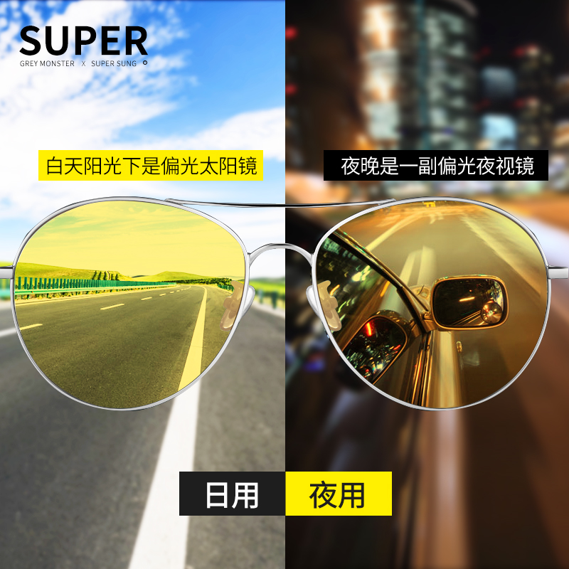 利鸿源眼镜专营店日夜两用防远光灯近视墨镜男可配度数偏光夜视眼镜变色太阳镜女GM0
