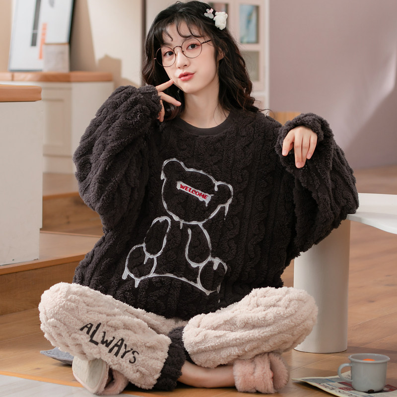 秋冬季2021年新款加绒珊瑚绒睡衣 卡之恋服饰睡衣/家居服套装