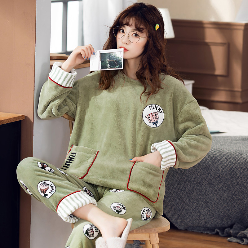 秋冬季2021年新款加绒珊瑚绒睡衣 卡之恋服饰睡衣/家居服套装