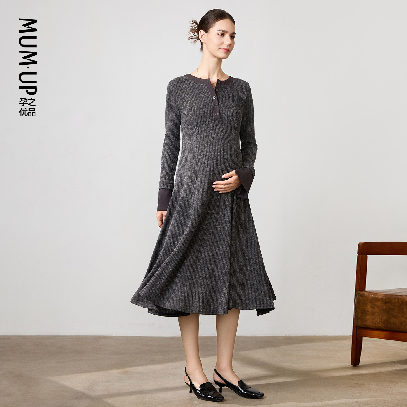 【新品】孕妇连衣裙春秋款赫本风孕妇裙轻奢高级感孕期孕妇装长裙,淘宝优惠券,粉丝福利购,淘宝优惠卷