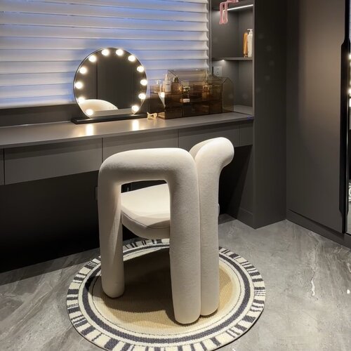 奶油风家用化妆椅梳妆凳美甲店椅子设计师卧室轻奢靠背梳妆台凳子 - 图1