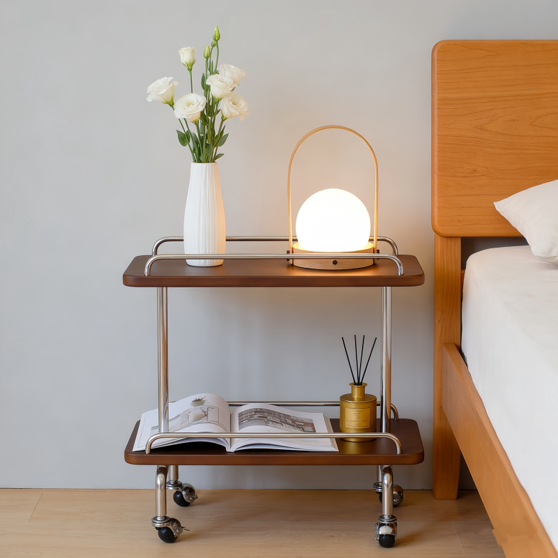 中古移动沙发边几推车家用床头柜置物架客厅多层收纳架带轮小推车