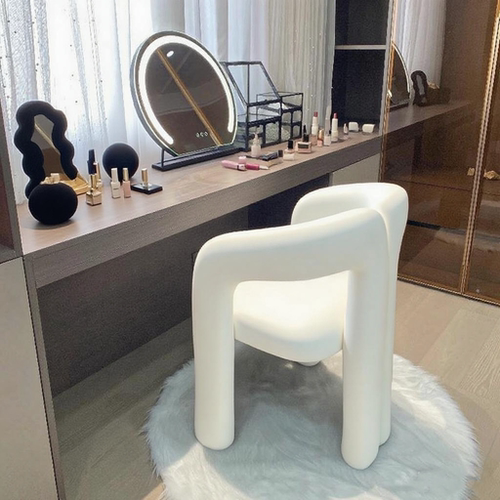 奶油风家用化妆椅梳妆凳美甲店椅子设计师卧室轻奢靠背梳妆台凳子 - 图3