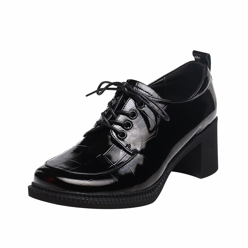 2025新款秋款漆皮女鞋系带粗跟深口单鞋英伦风中跟真皮小皮鞋春秋,淘宝优惠券,粉丝福利购,淘宝优惠卷